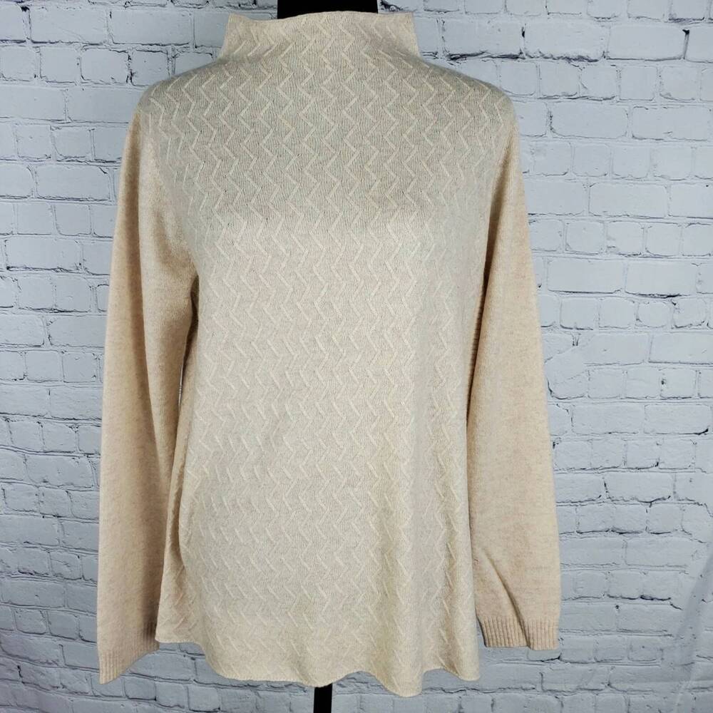 NEW INCASHMERE women's mockneck sweater in heather oatmeal